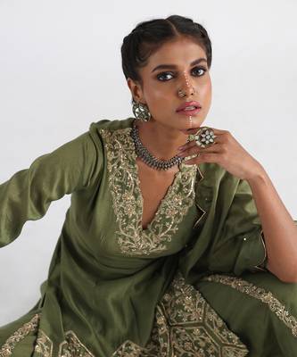 Olive green sharara set 3