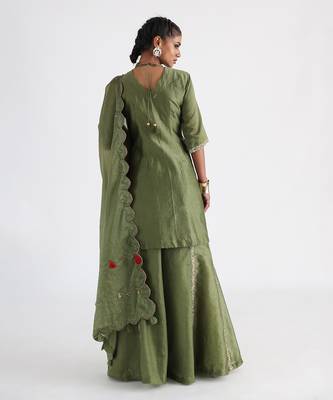 Olive green sharara set 4