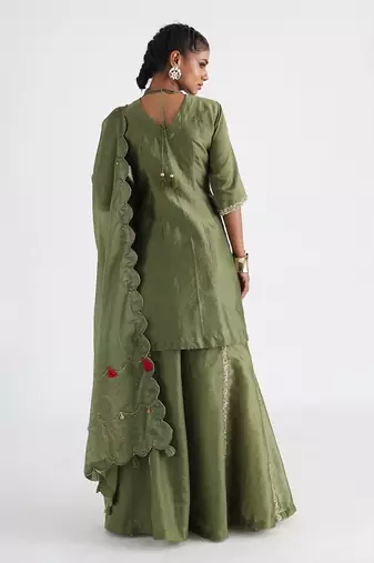 Olive green sharara set