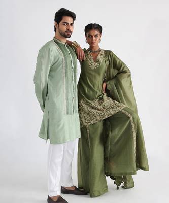 Olive green sharara set 5