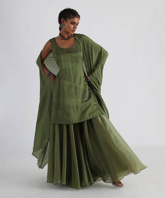 Olive green begum sharara set 1