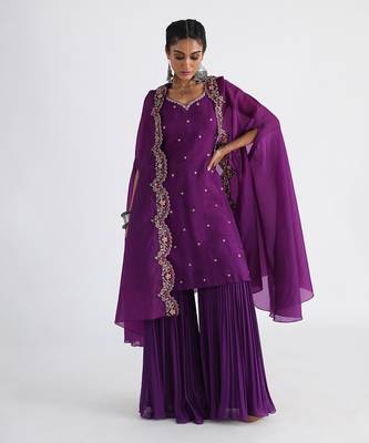 Purple rania sharara set 1