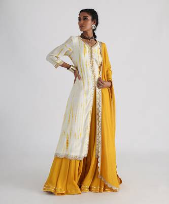 Yellow leheriya sharara set 1