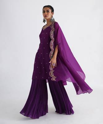 Purple rania sharara set 2