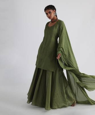 Olive green begum sharara set 2