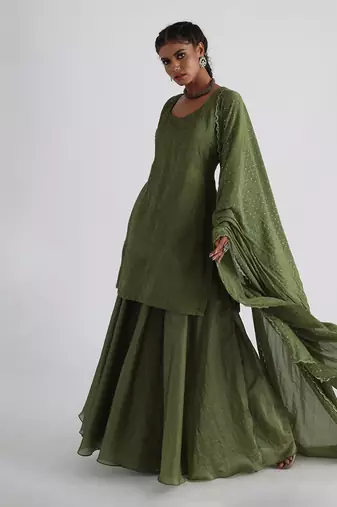 Olive green begum sharara set