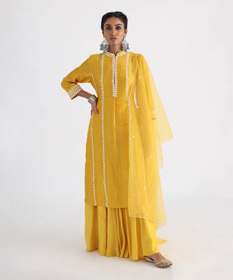 Yellow layered sharara set 1