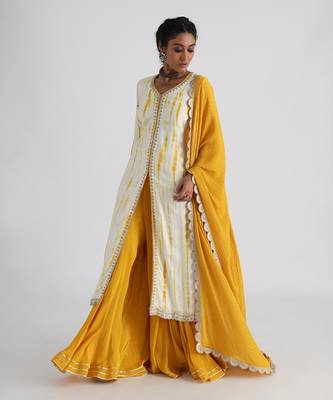 Yellow leheriya sharara set 2