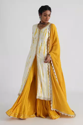 Yellow leheriya sharara set