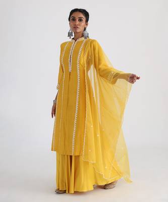 Yellow layered sharara set 2