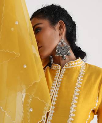 Yellow layered sharara set 3