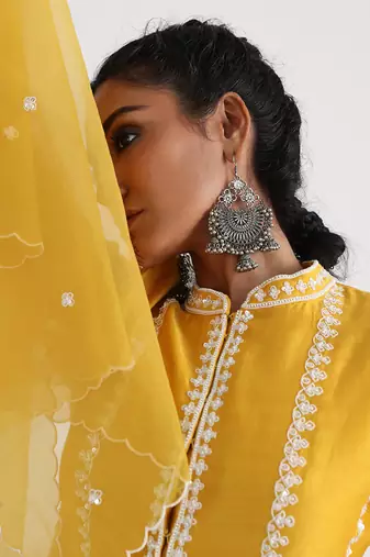 Yellow layered sharara set