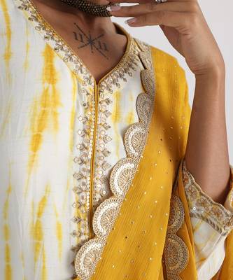 Yellow leheriya sharara set 3