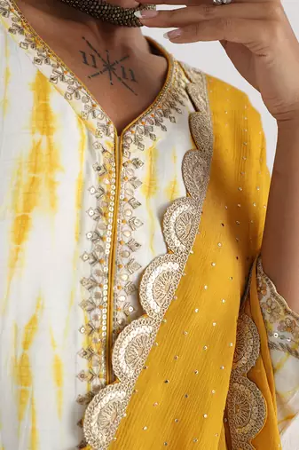 Yellow leheriya sharara set