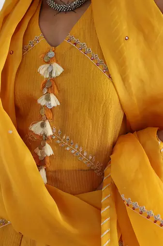 Yellow ira sharara set
