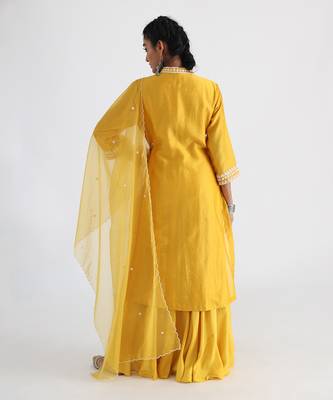 Yellow layered sharara set 4