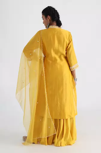 Yellow layered sharara set