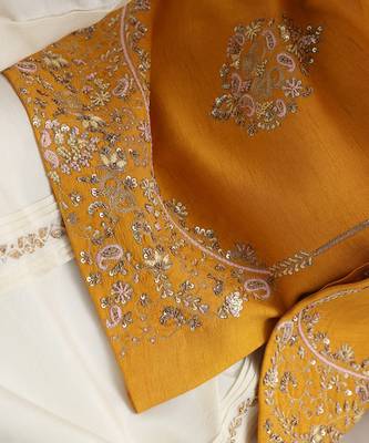 Yellow ruakh embroidered nehru jacket 2