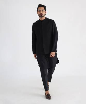 Black adeem nehru jacket set 1