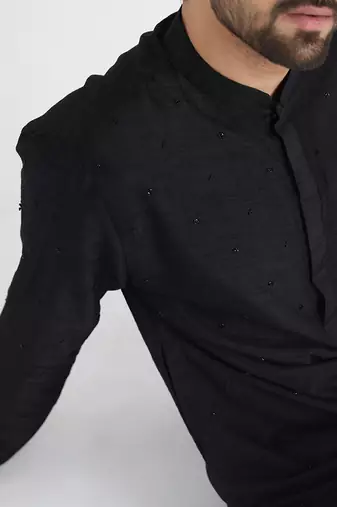 Black adeem nehru jacket set