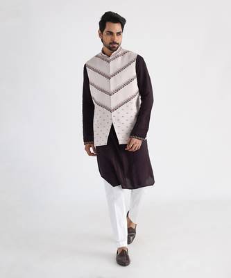 Off white nehru jacket set 1