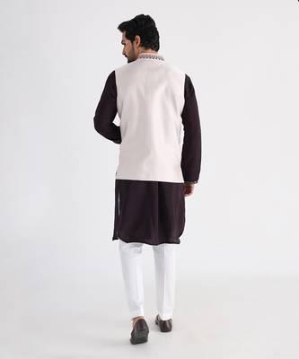 Off white nehru jacket set 3