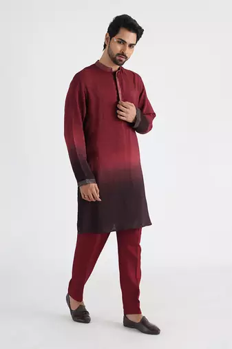 Maroon qahwa kurta set