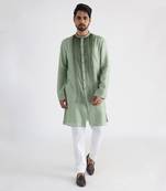 Green pintuck kurta jacket