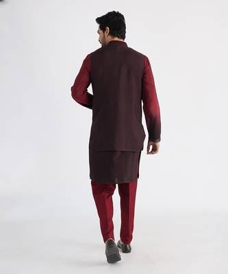 Maroon qahwa nehru jacket set 2