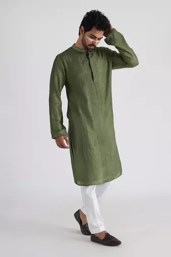 Olive green shadab kurta set