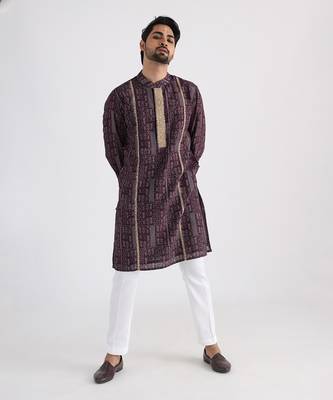 Brown printed kurta set 1