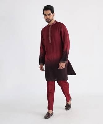 Maroon qahwa nehru jacket set 4