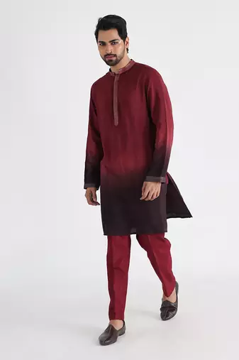 Maroon qahwa nehru jacket set