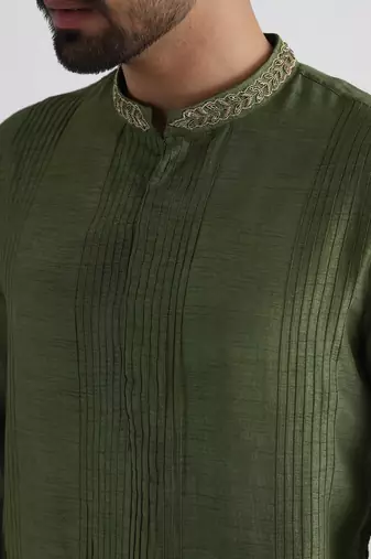 Olive green shadab kurta set