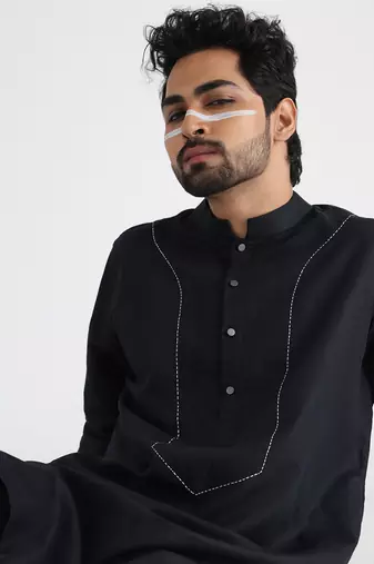 Black taher kurta set