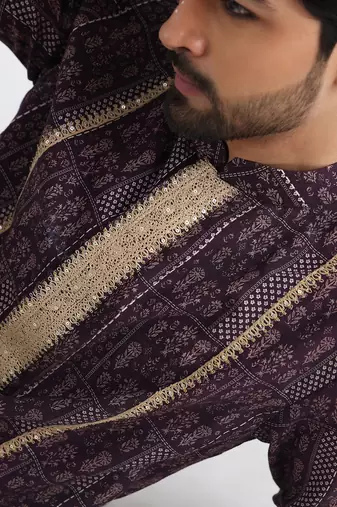 Brown printed kurta set