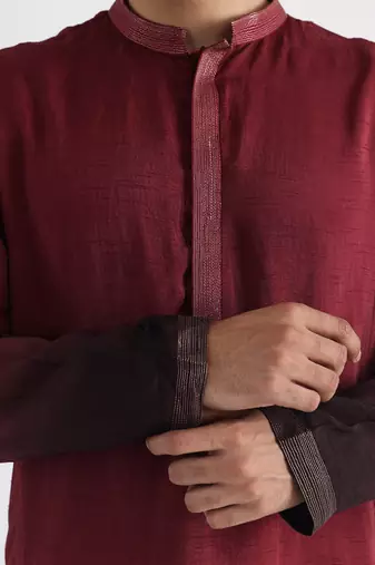 Maroon qahwa nehru jacket set