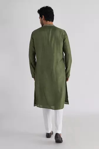 Olive green shadab kurta set