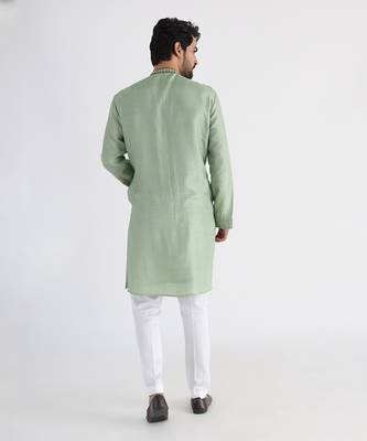 Green pintuck kurta jacket 4