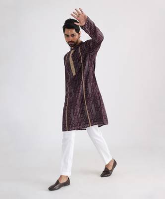 Brown printed kurta set 4