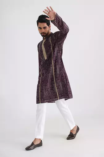 Brown printed kurta set