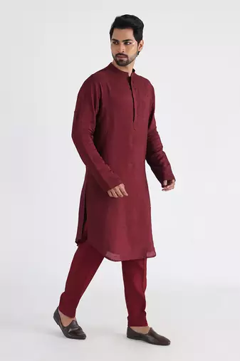 Maroon darek nehru jacket set