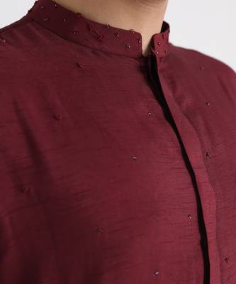 Maroon darek nehru jacket set 5