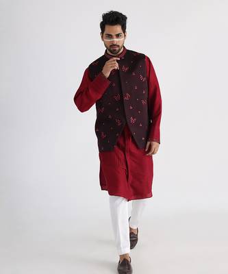 Brown ahmar nehru jacket set 1