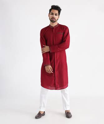 Maroon ahmar kurta set 1