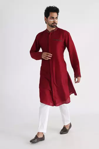 Maroon ahmar kurta set