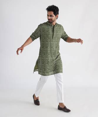 Olive printed kurta set 2