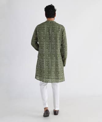 Olive printed kurta set 4