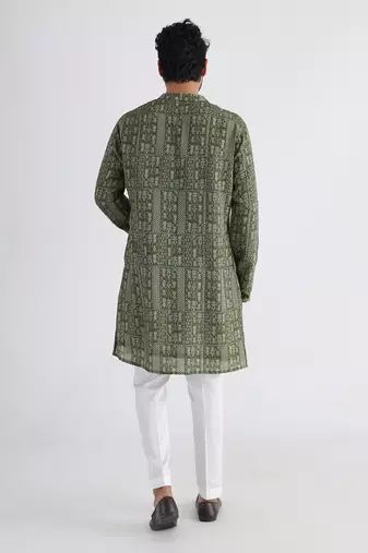 Olive printed kurta set