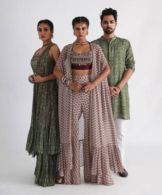 Olive printed kurta set 5